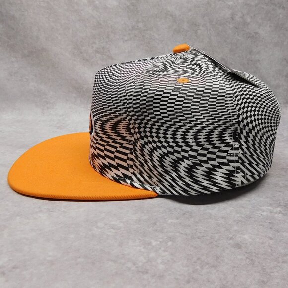 Airwalk Forever 21 Checkered Hat Adjustable Black White Flat Orange Brimmed Cap - Picture 4 of 8